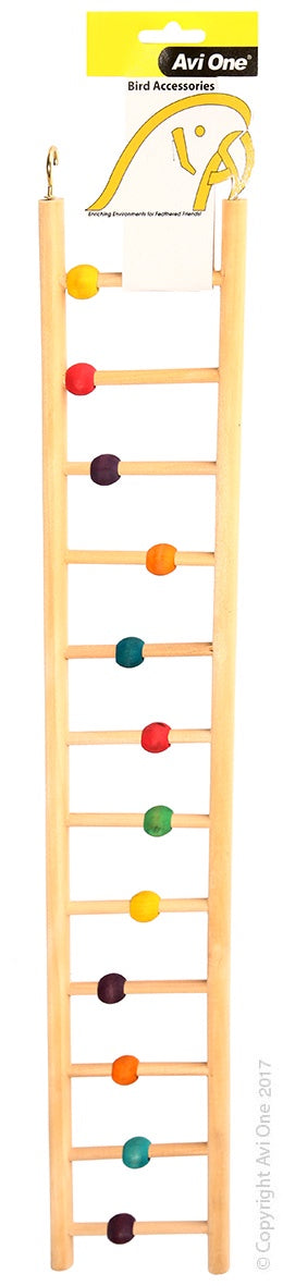 Avi One Wooden Ladder with Beads 12 Rung - Bird Perches, Ladders & Swings 