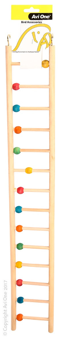 Avi One Wooden Ladder with Beads 14 Rung - Bird Perches, Ladders & Swings 