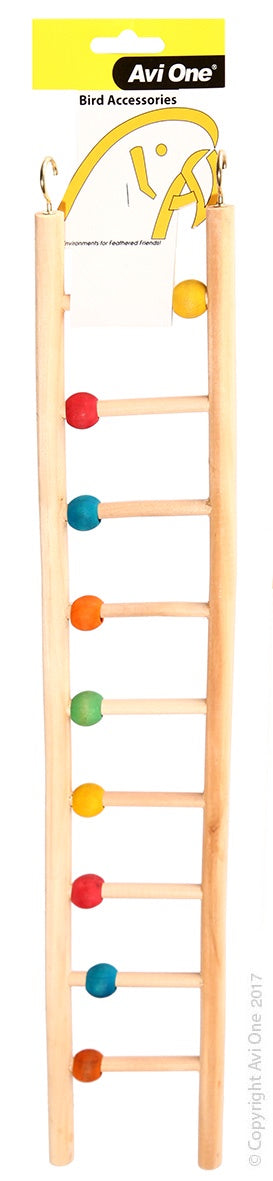 Avi One Wooden Ladder with Beads 9 Rung - Bird Perches, Ladders & Swings 