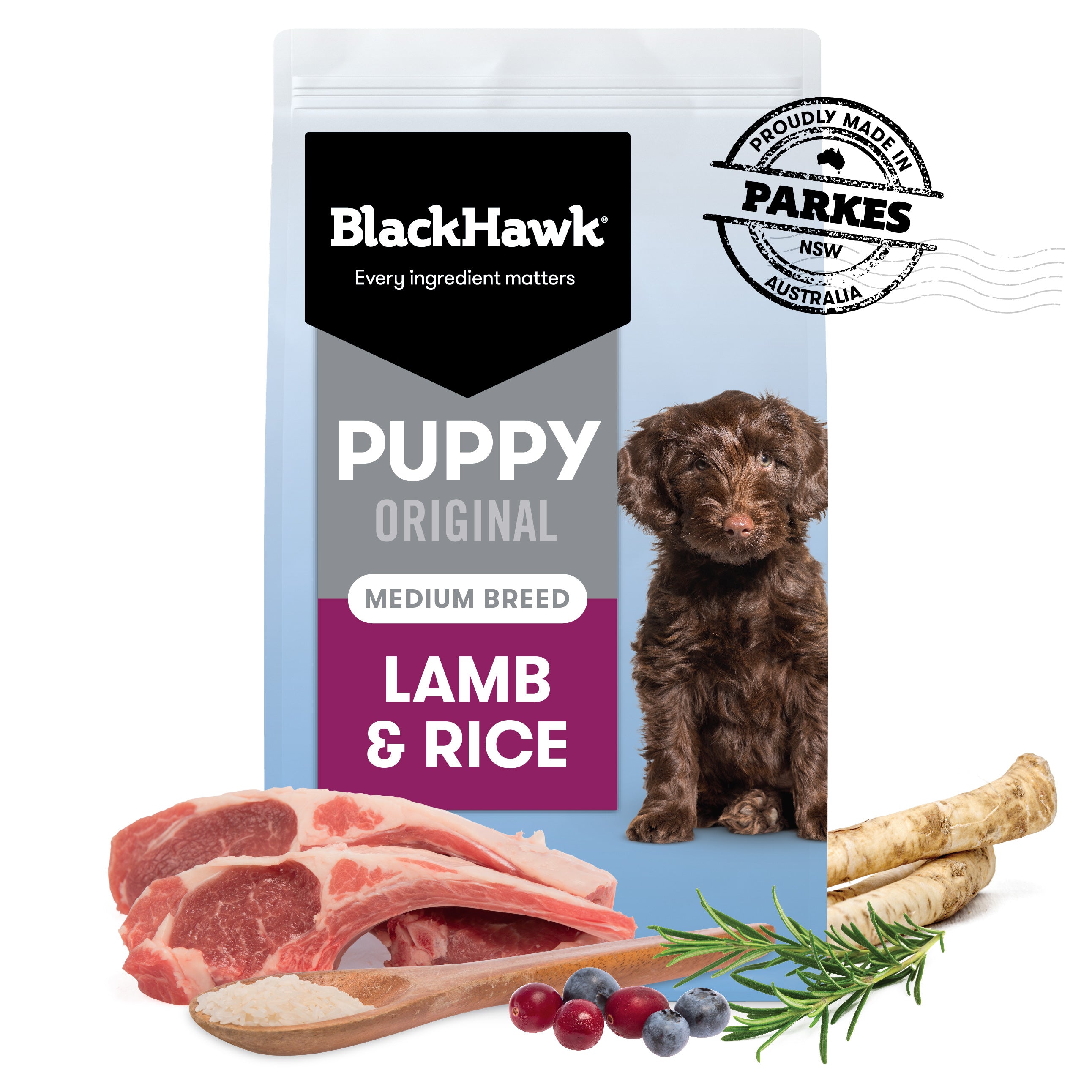 Black Hawk Medium Breed Puppy Lamb & Rice