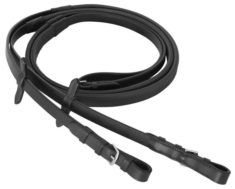 Cavallino Rubber Grip Reins Black Hack