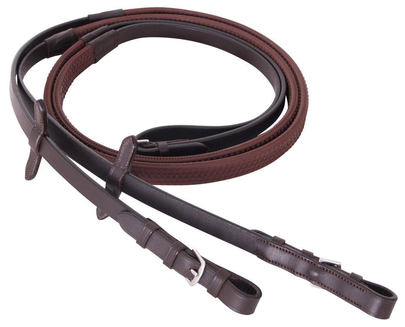 Cavallino Rubber Grip Reins Brown Hack