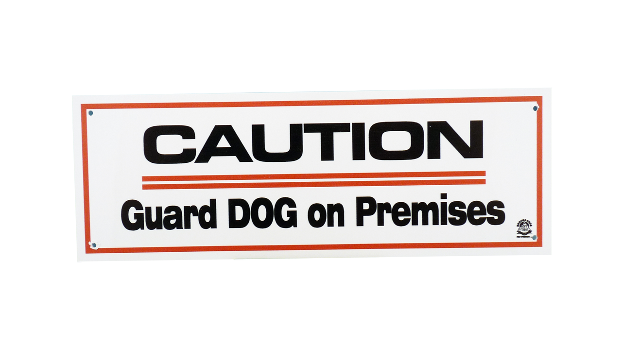 Caution Guard Dog On Premises Sign - Dog Housing & Dog Doors 