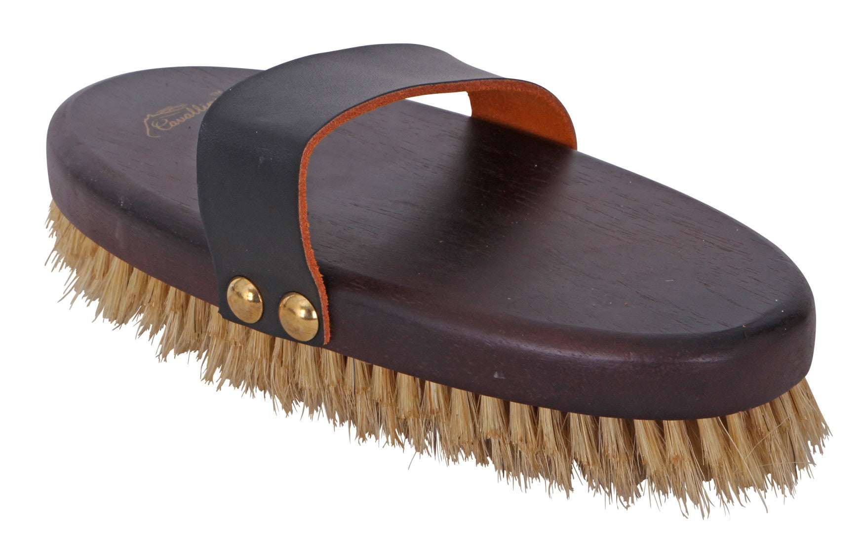 Cavallino Pig Bristle Brush With Leather Strap Large - Equine Grooming 