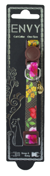 Envy Cat Collar Flora Brown cat collar