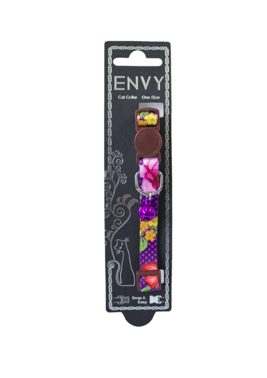 Envy Cat Collar Flora Purple - Cat Tethering 