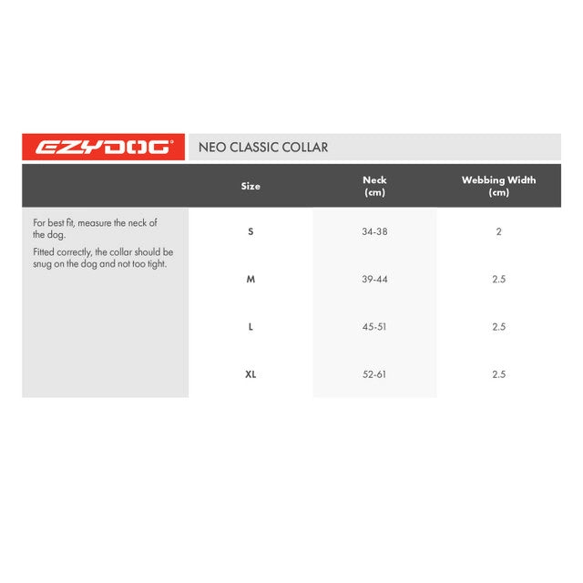 EzyDog Collar Neo Classic Black - Dog Collars, Leashes & Harnesses 