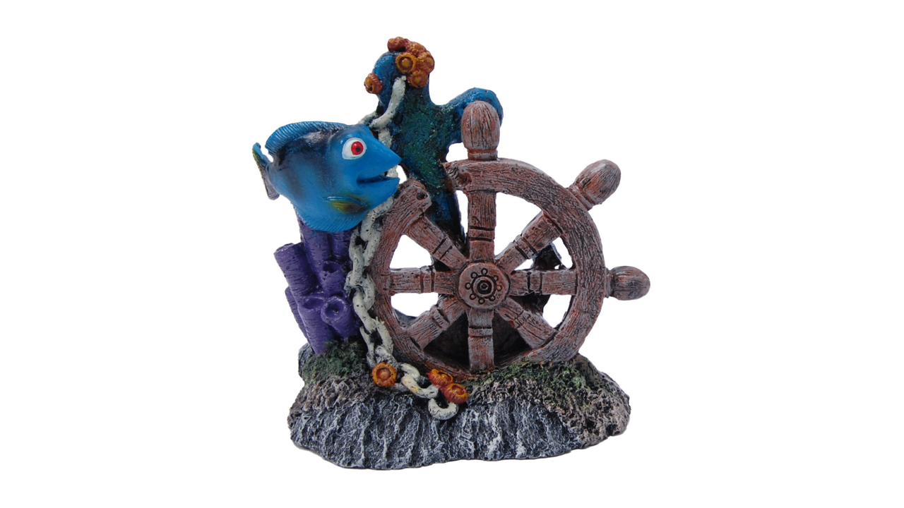 Fish at steering wheel - Fish Tank Decorations 