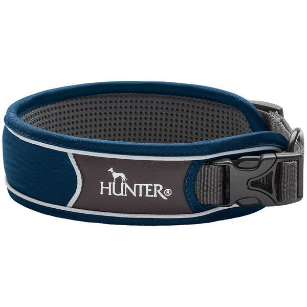 Hunter Divo Collar Dark Blue/Grey Large - Dog Collars, Leashes & Harnesses 
