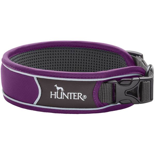 Hunter Divo Collar Violet/Grey Medium - Dog Collars, Leashes & Harnesses 