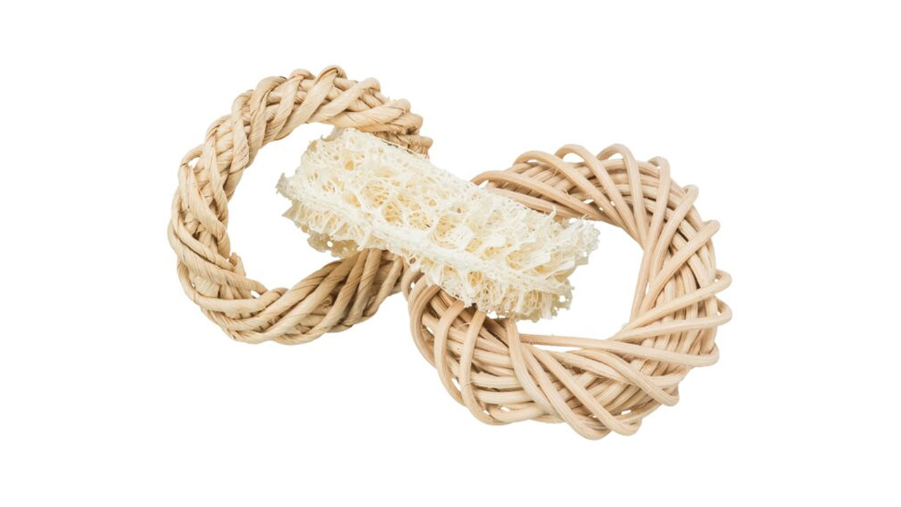 Loofah With Rattan Ring 13cm - Small Animal Toys & Hides 