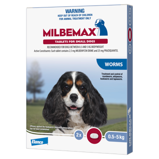 Milbemax Dog Wormer 0.5-5KG 2 Pack - Veterinary Canine Flea & Worm 
