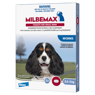 Milbemax Dog Wormer 0.5-5KG 2 Pack
