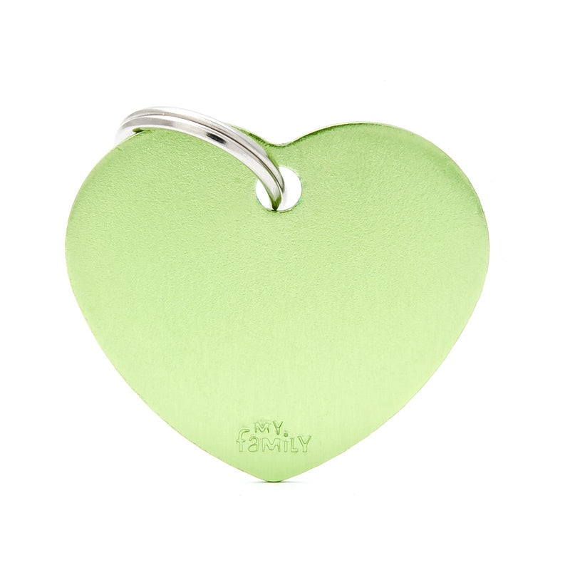 My Family Basic Heart Lime Tag Large - Pet I.D Tags 