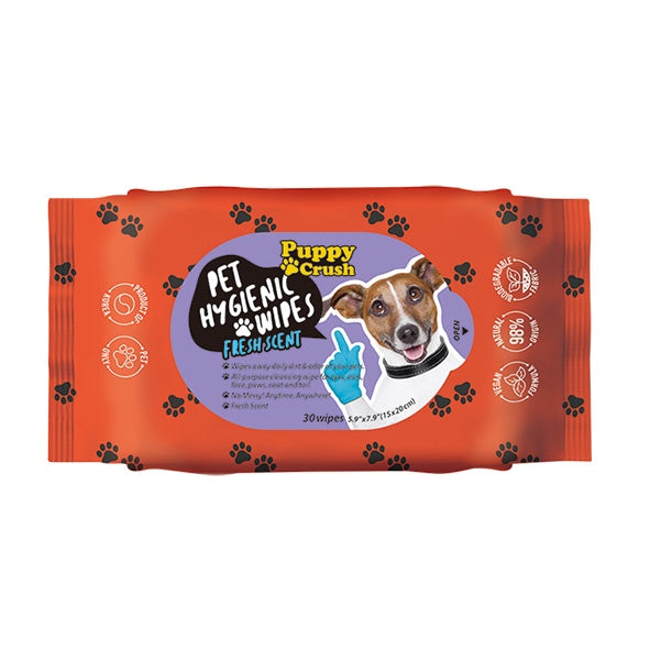 PuppyCrush Pet Hygienic Wipes 30pk -  Fresh Scent