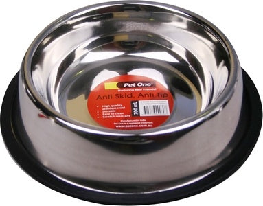 Pet One Bowl Anti Skid Anti Tip Stainless Steel 600ml dog bowl