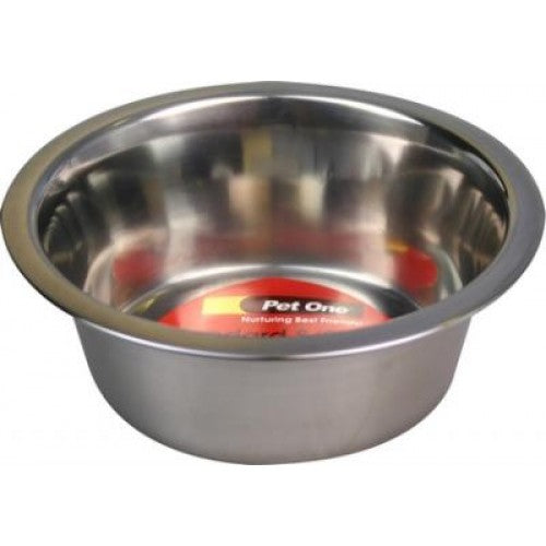 Pet One Bowl Standard Stainless Steel 750ml - Dog Bowls & Feeding Accessories 
