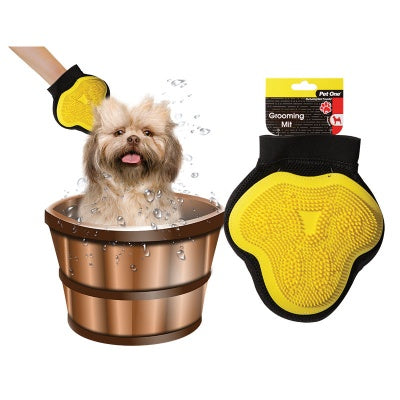 Pet One Grooming Mit Medium Yellow - Dog Grooming Tools 