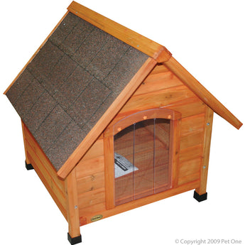 Pet One Pitched Roof Timber Chalet Kennel Large - Dog Housing & Dog Doors 