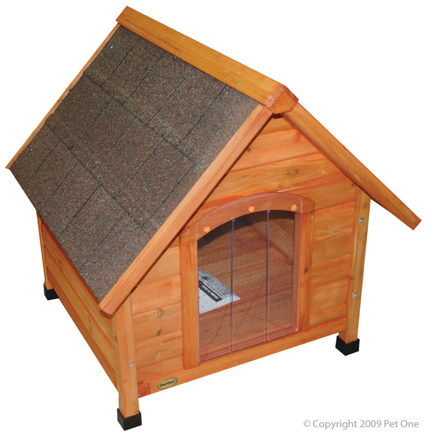 Pet One Pitched Roof Timber Chalet Kennel Small - Dog Housing & Dog Doors 