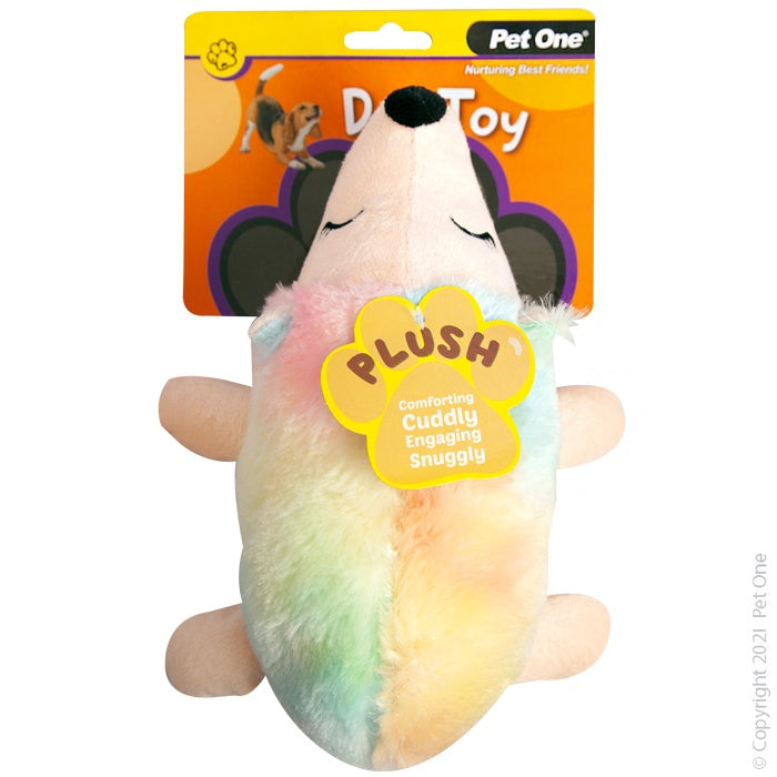 Pet One Plush Squeaky Rainbow Unihog 26cm* - Dog Toys 