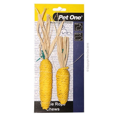 Pet One Veggie Rope Chews Corn Small/Medium 2 Pack Small Pet Chew