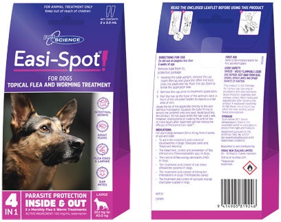 PetScience Easi-Spot Large Dog 2 Pack - Dog Flea & Worm Treatments 