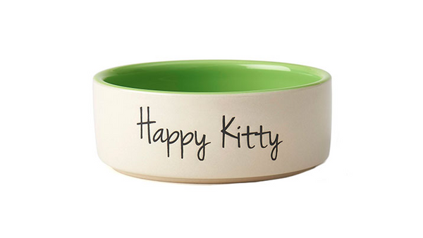 Happy Kitty Bowl Natural/Lime Green