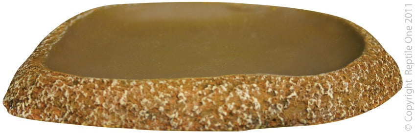 Reptile One Shallow Dyno Rock Dish Medium - Reptile Bowls & Feeding Accessories 