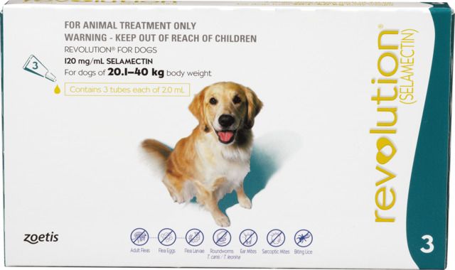 Revolution Dog 20.1-40KG 3 Pack - Dog Flea & Worm Treatments 