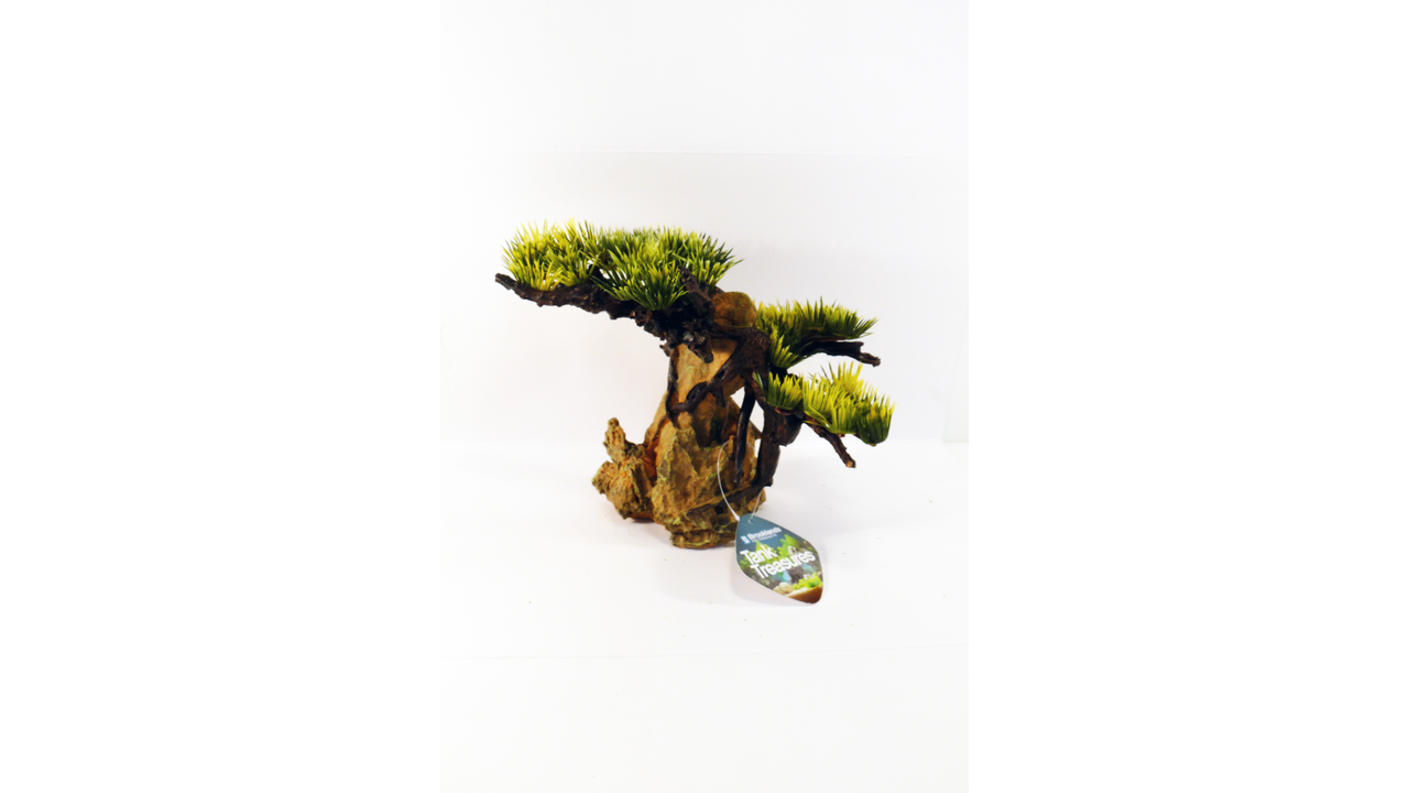 Rock with Bonsai Tree 23cm - Fish Tank Decorations 