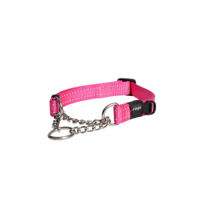 Rogz Fanbelt Obedience Dog Collar Pink Large - Dog Collars, Leashes & Harnesses 