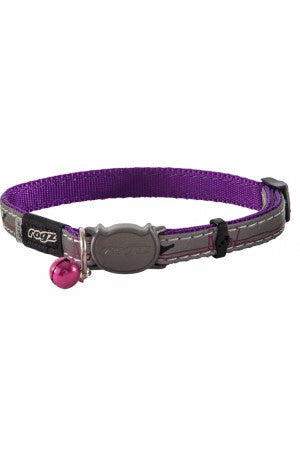 Rogz Nightcat Safeloc Collar Purple Budgies Small - Cat Tethering 