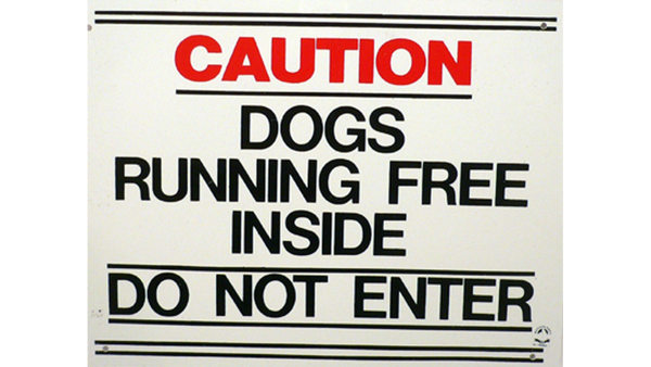 Caution Dogs Running Free Sign Large