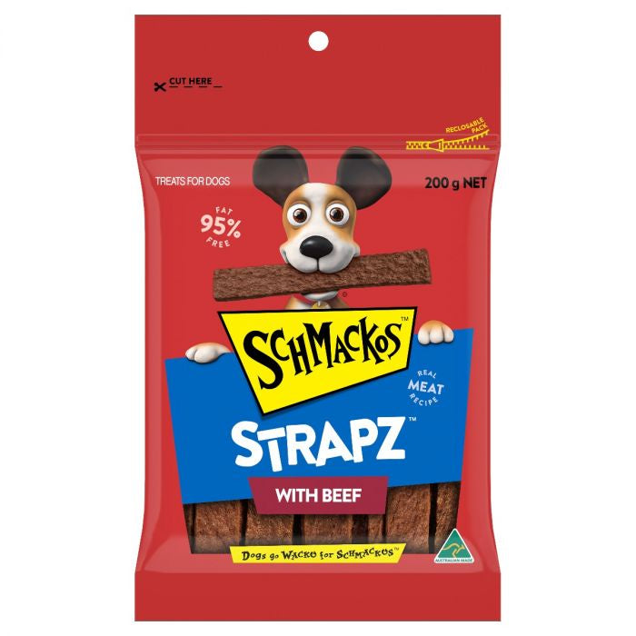 Schmacko Beef Strapz 200G - Dog Treats 