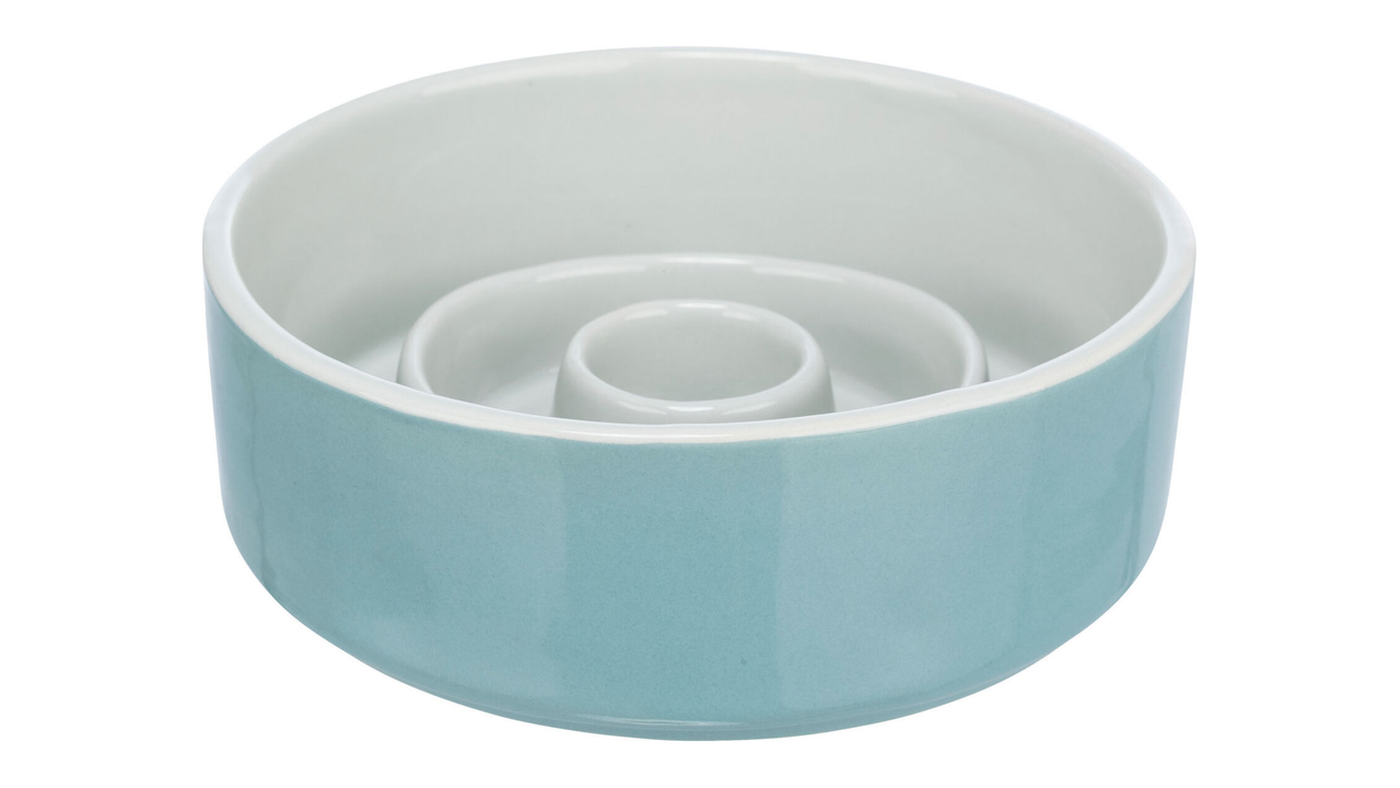 Slow Feed Ceramic Bowl 900mL 17cm - Dog Bowls & Feeding Accessories 