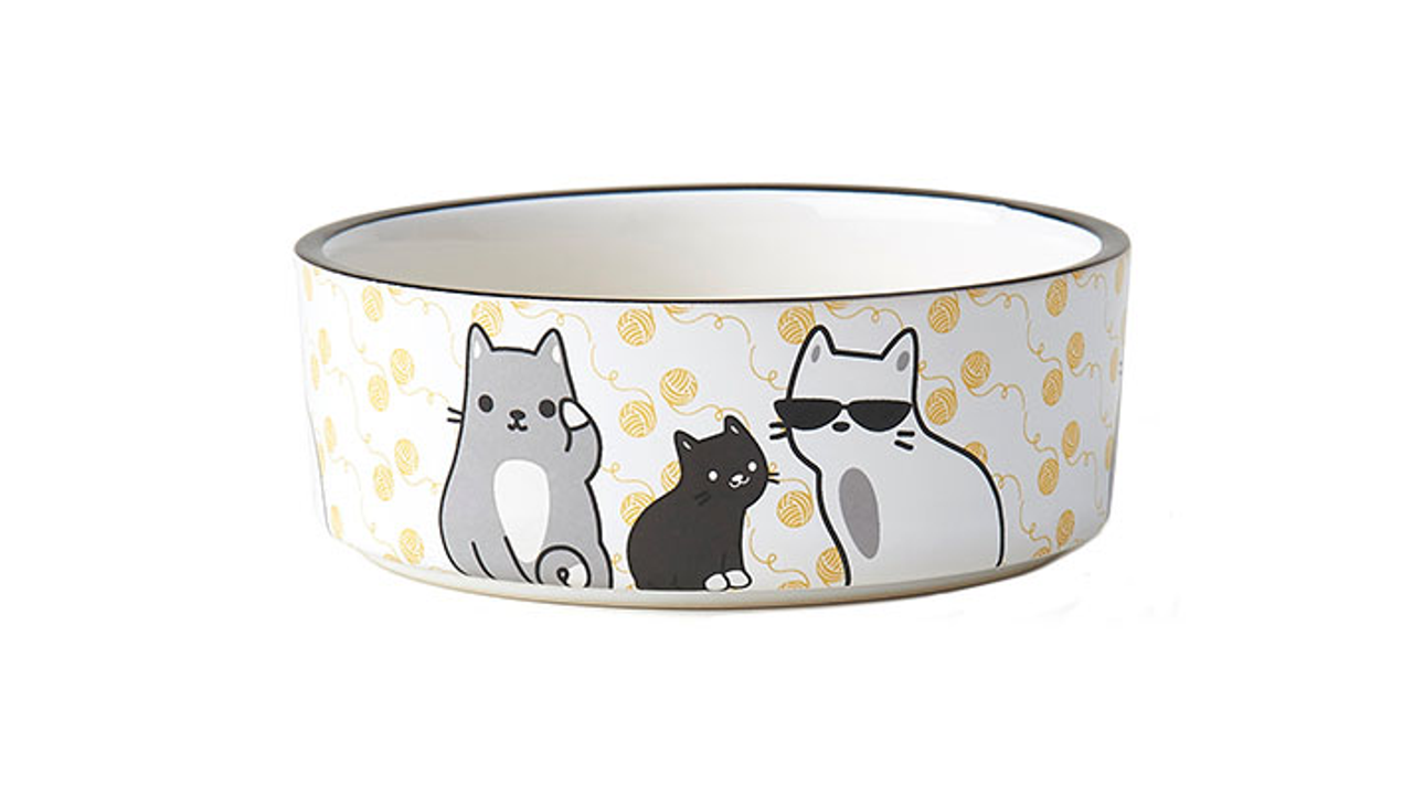 Tangled Kitty Bowl Yellow - Cat Bowls & Feeding Accessories 