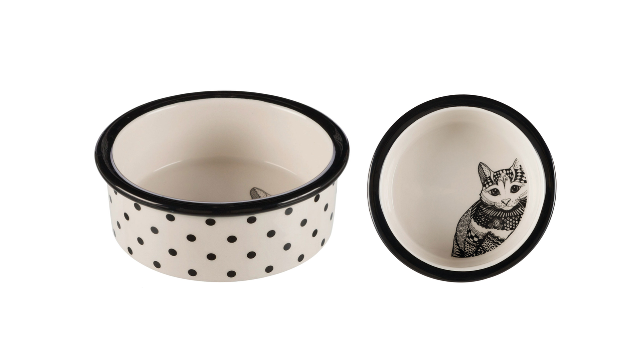 Zentangle Cat Dish - Cat Bowls & Feeding Accessories 