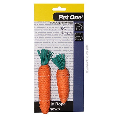 Pet One Veggie Rope Chews Twin Pk Carrots Small Medium