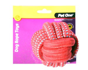 Pet One Rope Ball Red & Blue 10cm