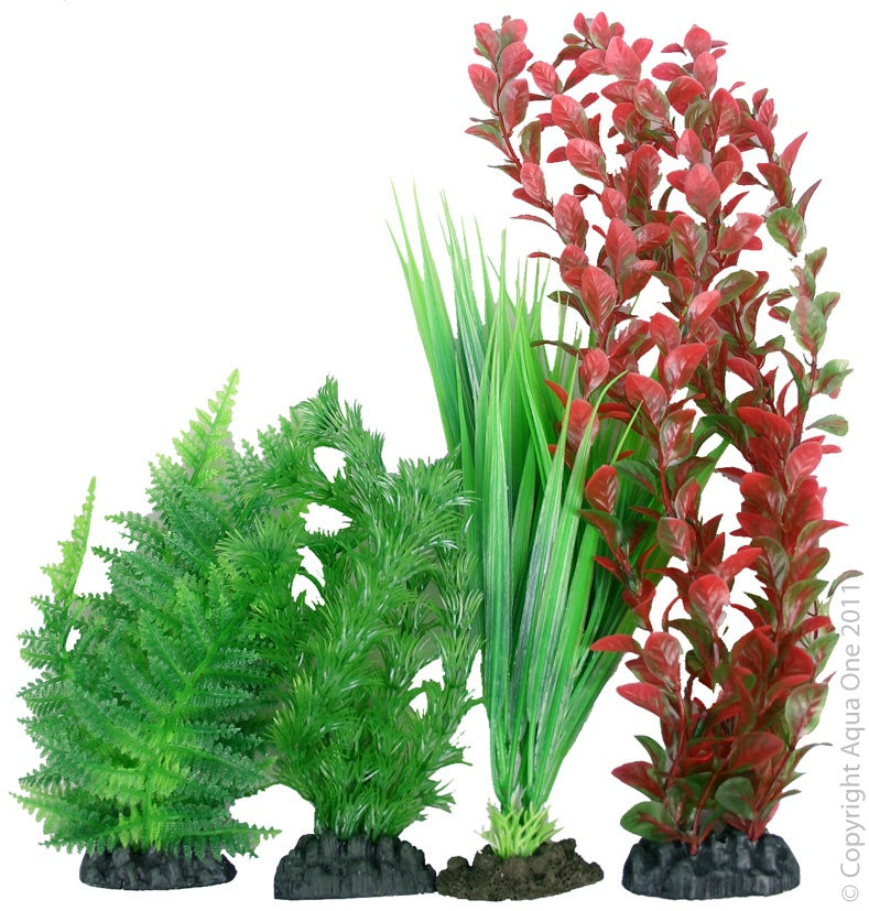 Aqua One Plastic Plant Mix #1 4 Pack