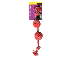 Pet One Rope With 2 Rope Ball Red & Blue 40cm