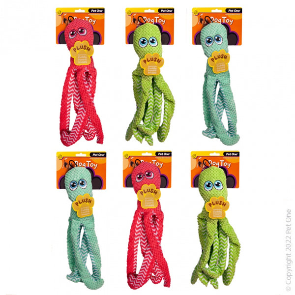 Pet One Plush Octopus Assorted Toy 39cm