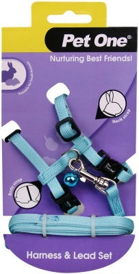 Pet One Lead & Harness Small Animal Aqua