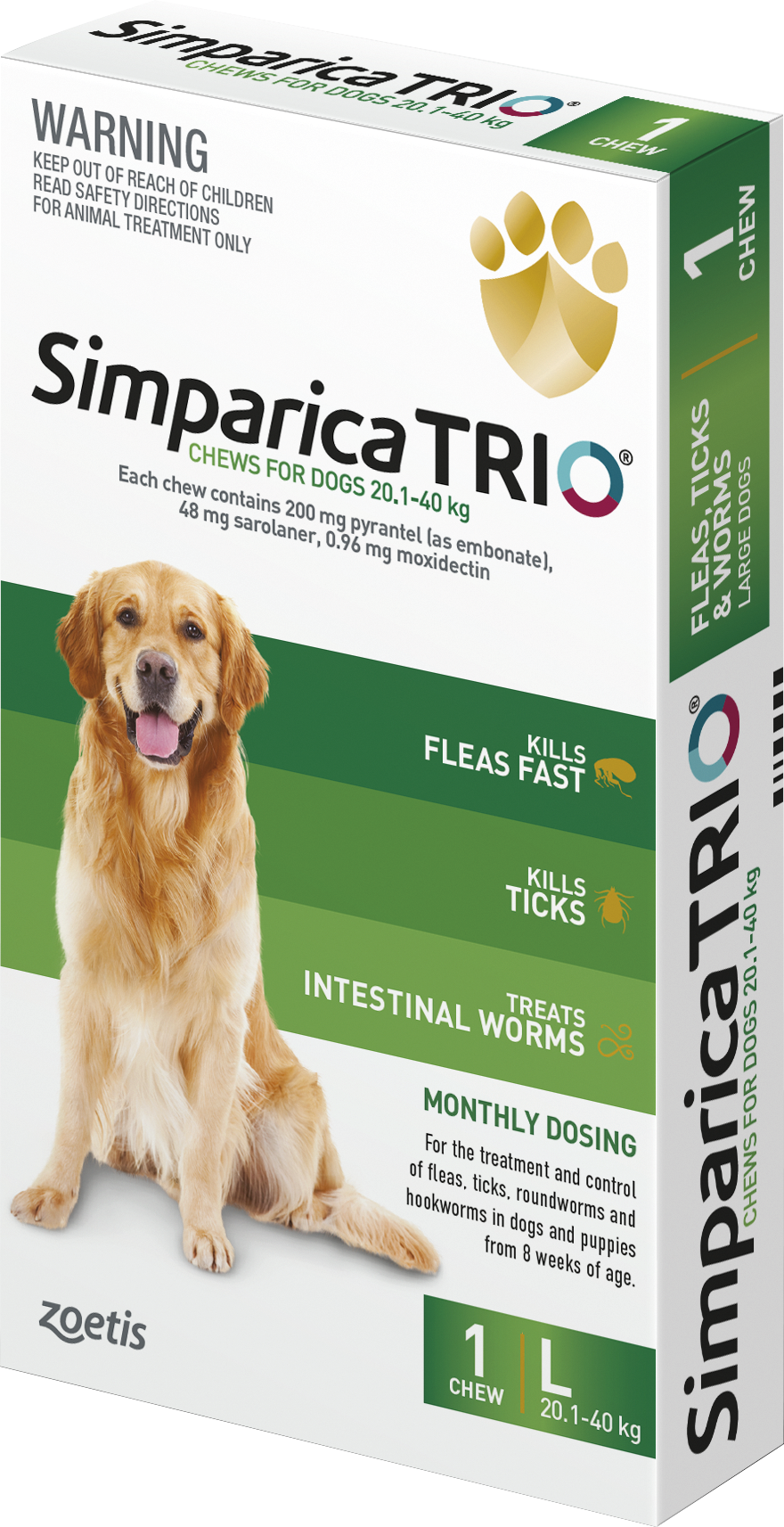 Simparica Trio Chewable 20.1-40KG Single