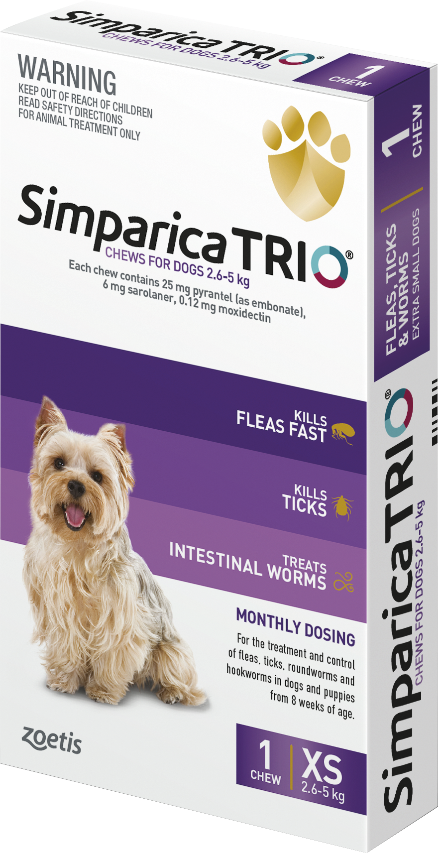 Simparica Trio Chewable 2.6-5KG Single