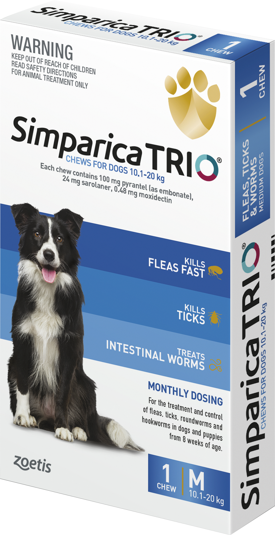 Simparica Trio Chewable 10.1-20KG Single