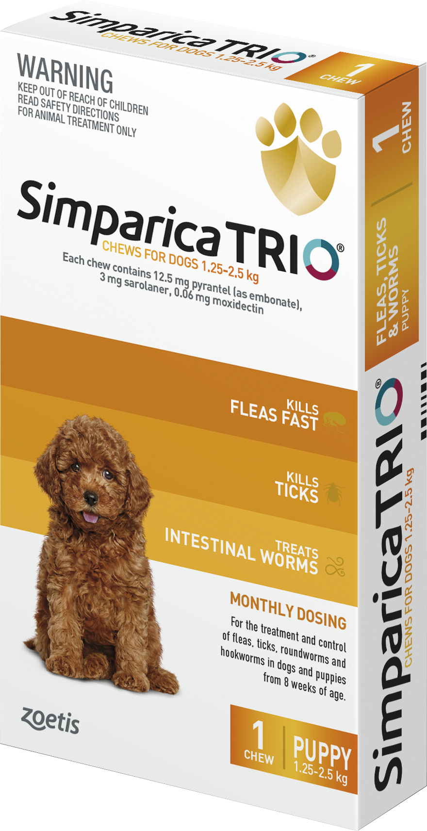 Simparica Trio Chewable 1.3-2.5KG Single