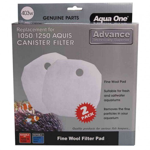 Aqua One Wool Pad Aquis CF1050/1250 (03W) 2 Pack