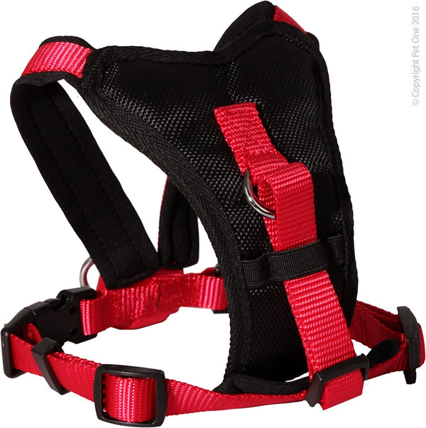 Pet One Dog Harness Padded Black/Red X-Small